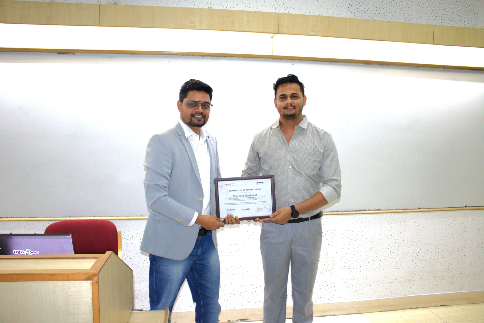 Certificate of Appreciation, presented at IIM Bangalore